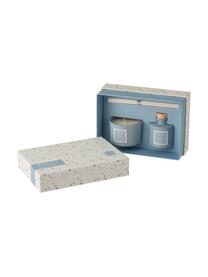 Duftkerze und Diffuser-Set Terrazzo, 2-tlg., Behälter: Glas, Blau, Cremefarben, Set mit verschiedenen Größen