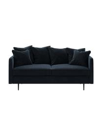 Sofá de terciopelo Esme (2 plazas), Tapizado: 100% terciopelo de poliés, Estructura: madera dura, madera bland, Patas: metal recubierto Alta res, Azul oscuro, An 176 x F 96 cm