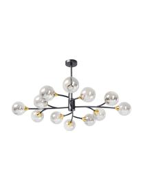 Grote hanglamp Molecules, Baldakijn: gepoedercoat metaal, Transparant, zwart, B 102 x H 50 cm