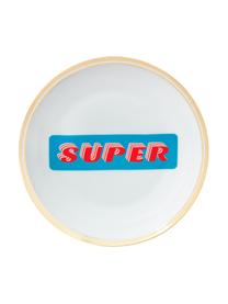 Piatto colazione in porcellana con scritta Super, Porcellana, Super, Ø 17 cm