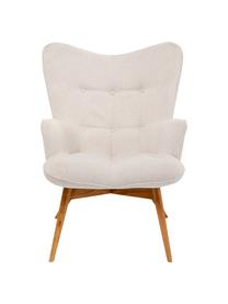 Fauteuil Vicky met houten poten, Bekleding: polyester Met 50.000 schu, Poten: massief beukenhout, gebei, Frame: beuken spaanplaat, nature, Geweven stof crèmekleurig, B 73 x D 83 cm