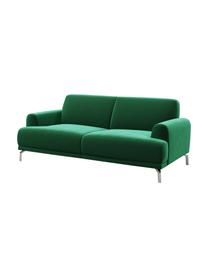 Sofa z aksamitu Puzo (2-osobowa), Tapicerka: 100% aksamit poliestrowy,, Nogi: metal lakierowany, Ciemnozielony, S 170 x G 84 cm