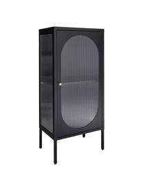 Vitrine Adelaide mit Rillenrelief, Eichenholz, schwarz lackiert, B 50 x H 110 cm