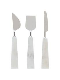 Set 3 coltelli da formaggio in marmo Bluma, Manico: marmo, Coltello: acciaio, Bianco marmorizzato, acciaio, Lung. 24 cm