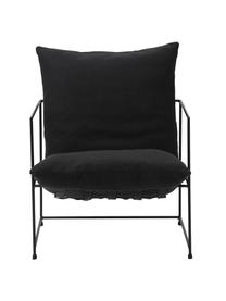 Polstersessel Wayne mit Metall-Gestell, Bezug: 80% Polyester, 20% Leinen, Gestell: Metall, pulverbeschichtet, Webstoff Schwarz, B 69 x T 74 cm