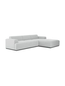 Ecksofa Melva (4-Sitzer) in Hellgrau, Bezug: 100% Polyester Der hochwe, Gestell: Massives Kiefernholz, FSC, Füße: Kunststoff, Webstoff Hellgrau, B 319 x T 196 cm