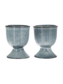 Handgemachte Eierbecher Nordic Sea, 2 Stück, Steingut, Graublau, Ø 5 x H 6 cm