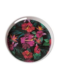 Rond dienblad Tropical Flower, Ø 30 cm, 55% bamboevezels, 25% maïszetmeel, 15% melamine, Groentinten, fuchsiakleurig, rood, wit, Ø 30 cm