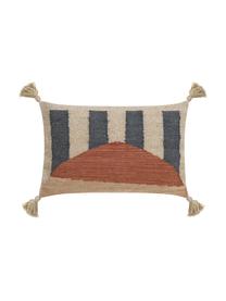 Housse de coussin rectangulaire Nouria, Terre cuite, tons beiges, noir