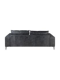 Sofa skórzana Brett (3-osobowa), Tapicerka: skóra bydlęca, gładka, Stelaż: aluminium, lakierowane, Czarnoszara skóra, S 215 x G 90 cm