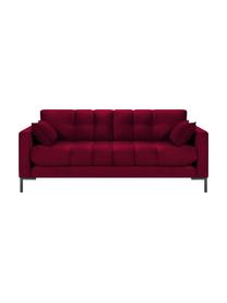 Sofa z aksamitu Mamaia (2-osobowa), Tapicerka: aksamit poliestrowy Dzięk, Stelaż: lite drewno sosnowe, skle, Nogi: metal lakierowany, Czerwony, S 177 x G 92 cm