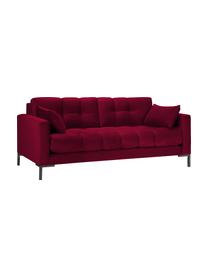 Sofa z aksamitu Mamaia (2-osobowa), Tapicerka: aksamit poliestrowy Dzięk, Stelaż: lite drewno sosnowe, skle, Nogi: metal lakierowany, Czerwony, S 177 x G 92 cm