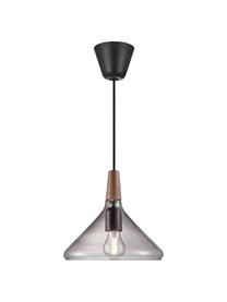 Lámpara de techo pequeña Caxixi, Pantalla: vidrio, Anclaje: metal recubierto, Cable: cubierto en tela, Gris transparente, Ø 27 x Al 25 cm