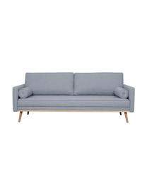 Zitbank Saint (3-zits) in blauwgrijs met eikenhouten poten, Bekleding: polyester De slijtvaste b, Frame: massief grenenhout, spaan, Geweven stof blauwgrijs, B 210 x D 93 cm