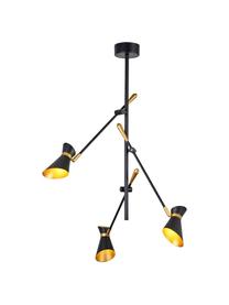 LED hanglamp Diablo in zwart-goudkleur, Lampenkap: staalkleurig, Decoratie: staal, Zwart, goudkleurig, 65 x 69 cm