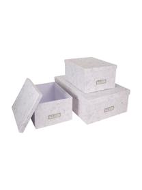 Úložné škatule Inge, 3-dielna súprava, Biela, mramorová, Súprava s rôznymi veľkosťami