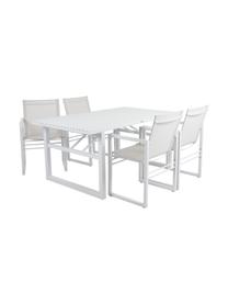 Silla para exterior Vevi, Estructura: aluminio con pintura en p, Asiento: textil, Blanco, An 57 x F 54 cm