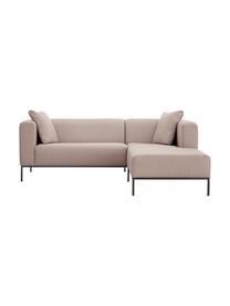 Ecksofa Carrie in Altrosa mit Metall-Füßen, Bezug: Polyester 50.000 Scheuert, Gestell: Spanholz, Hartfaserplatte, Füße: Metall, lackiert, Webstoff Altrosa, B 222 x T 180 cm