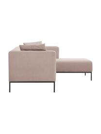 Ecksofa Carrie in Altrosa mit Metall-Füßen, Bezug: Polyester 50.000 Scheuert, Gestell: Spanholz, Hartfaserplatte, Füße: Metall, lackiert, Webstoff Altrosa, B 222 x T 180 cm