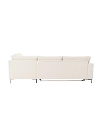 Schlafsofa Luna (3-Sitzer) mit Matratze, Bezug: 100% Polyester, Oeko-Tex , Gestell: Massives Buchenholz, Schi, Füße: Metall, galvanisiert, Webstoff Cremeweiß, B 270 x T 184 cm, Eckteil rechts