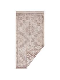 Dubbelzijdig vloerkleed Ana Squares met ethnopatroon in beige, 80% polyester 20% katoen, Beige, taupe, B 75 x L 150 cm (maat XS)