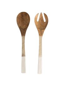 Cubiertos para ensalada de madera de mango Lugo, 2 pzas., Madera de mango recubierta, Blanco, madera, L 30 cm