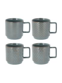 Tazas Lara, 4 uds., Gres, Gris azulado, marrón, Ø 10 x Al 10 cm