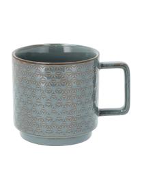 Tazas Lara, 4 uds., Gres, Gris azulado, marrón, Ø 10 x Al 10 cm