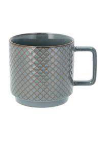 Tazas Lara, 4 uds., Gres, Gris azulado, marrón, Ø 10 x Al 10 cm