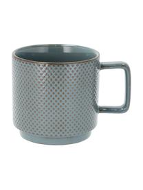 Tazas Lara, 4 uds., Gres, Gris azulado, marrón, Ø 10 x Al 10 cm