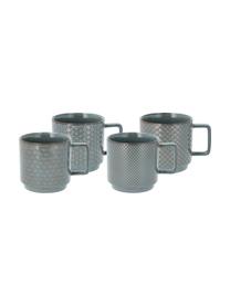 Tazas Lara, 4 uds., Gres, Gris azulado, marrón, Ø 10 x Al 10 cm