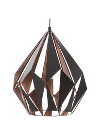 Scandi hanglamp Carlton, Gelakt staal, Zwart, koperkleurig, Ø 39 x H 42 cm