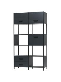 Libreria in metallo con contenitore Legacy, Struttura: acciaio verniciato, Nero, Larg. 123 x Alt. 220 cm