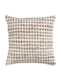 Kissenhülle Fiesta mit Jute-Details, 55% Baumwolle, 45% Jute, Weiss, Beige, 45 x 45 cm