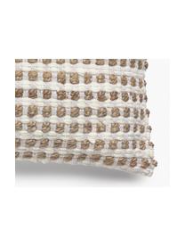 Housse de coussin avec éléments en jute Fiesta, Blanc, beige