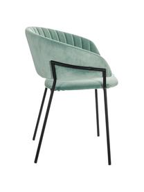 Fluwelen stoel Room in mintgroen, Bekleding: 100% polyester fluweel, Frame: gecoat metaal, Mintgroen, 53 x 58 cm