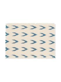 Baumwoll-Tischset Cala mit blauem Boho-Muster, 100% Baumwolle, Blau, Weiss, 35 x 50 cm