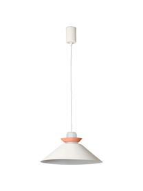 Scandi hanglamp Naos met glazen decoratie, Lampenkap: gecoat metaal, Diffuser: opaalglas, Gebroken wit, Ø 40 x H 12 cm