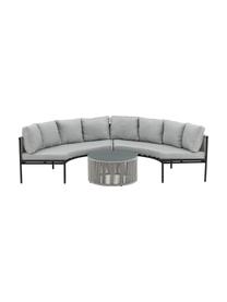 Garten-Lounge-Set Virya, 3-tlg., Bezug: 100% Polyester, Sitzkissen: 8 kg/m³, Gestell: Aluminium, beschichtet, Tischplatte: Glas, Hellgrau, Schwarz, Set mit verschiedenen Größen