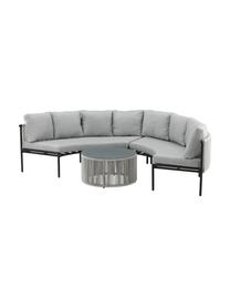 Tuin loungeset Virya, 3-delig, Bekleding: 100% polyester, Frame: gecoat aluminium, Tafelblad: glas, Lichtgrijs, zwart, Set met verschillende formaten