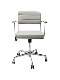 Krzesło biurowe ze sztucznej skóry Dottore, obrotowe, Tapicerka: sztuczna skóra, Stelaż: metal chromowany, Jasny szary, chrom, S 44 x G 50 cm