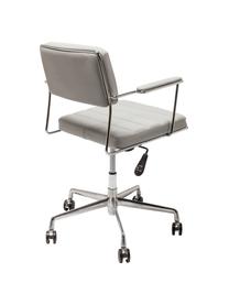 Sedia da scrivania in similpelle Dottore, Rivestimento: similpelle, Seduta: compensato naturale, Struttura: metallo cromato, Ruote: poliuretano, Grigio chiaro, cromo, Larg. 44 x Prof. 50 cm