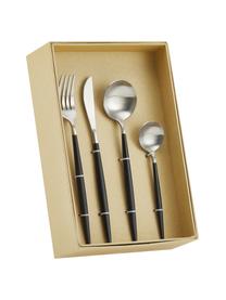 Silbernes Besteck-Set Style mit schwarzem Griff, 6 Personen (24-tlg), Edelstahl, Edelstahl, Schwarz, Set mit verschiedenen Grössen