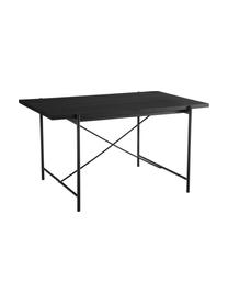 Table avec plateau en bois noir Mica, 140 x 90, Plateau : placage en bois de chêne, laqué noir Pieds : noir, mat, larg. 140 x prof. 90 cm