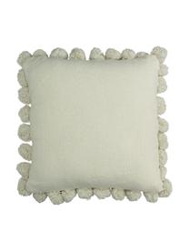 Coussin 45x45 pompons Betta, Blanc ivoire