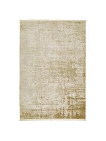 Schimmernder Teppich Cordoba mit Fransen, Vintage Style, Flor: 70% Acryl, 30% Viskose, Olivgrün, Beige, B 80 x L 150 cm (Grösse XS)