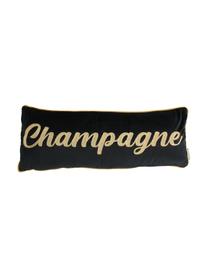 Coussin rectangulaire velours Champagne, Noir, couleur dorée