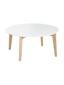 Ronde salontafel Lucas in scandi design, Tafelblad: gelakt MDF, Poten: eikenhout, Wit, eiken, Ø 90 x H 42 cm