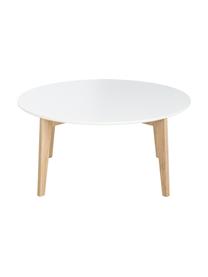 Ronde salontafel Lucas in scandi design, Tafelblad: gelakt MDF, Poten: eikenhout, Wit, eiken, Ø 90 x H 42 cm