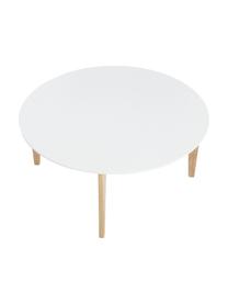 Tavolino da salotto rotondo stile nordico Lucas, Gambe: legno di quercia, Bianco, legno di quercia, Ø 90 x Alt. 42 cm